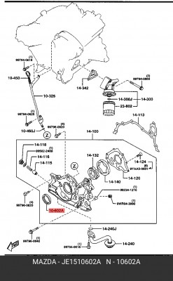 Уплотняющее кольцо, коленчатый вал JE1510602A MAZDA
