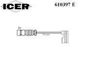 Сигнализатор, износ тормозных колодок 610397E ICER