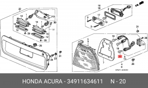 Лампа 34911634611 HONDA