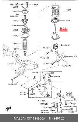 Амортизатор подвески CC1134900A MAZDA