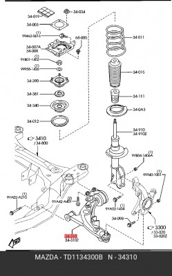 Рычаг подвески TD11-34-300B MAZDA