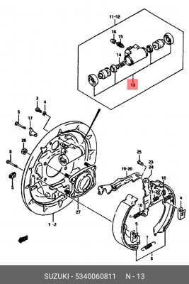 Ремкомплект, колесный тормозной цилиндр 53400-60811 SUZUKI