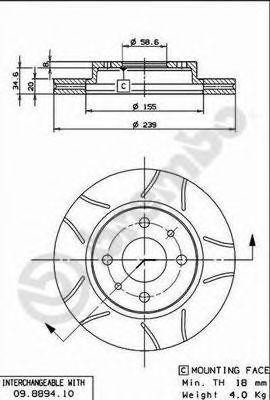 Тормозной диск 09.8894.75 BREMBO
