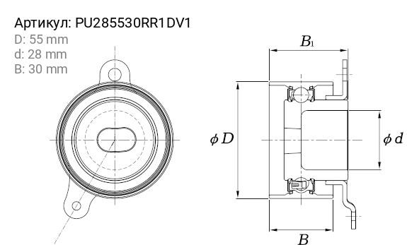 Ролик ремня ГРМ PU285530RR1DV1 KOYO