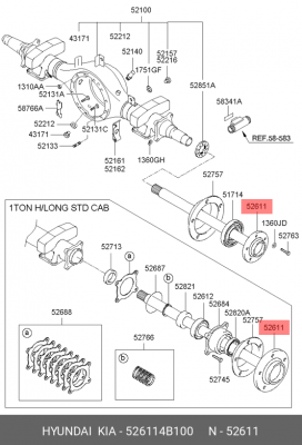 Полуось моста 526114B100 HYUNDAI KIA