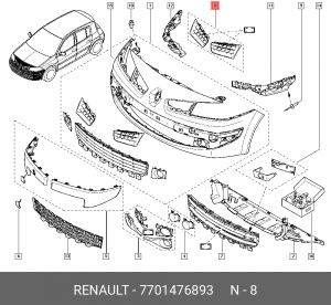 Решетка радиатора 7701476893 RENAULT