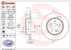 Тормозной диск 08.7211.20 BREMBO