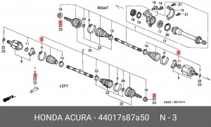 Комплект пылника, приводной вал 44017-S87-A50 HONDA
