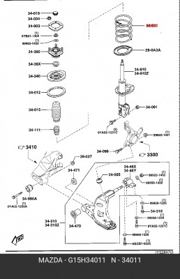 Пружина подвески G15H34011 MAZDA