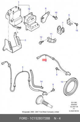 Датчик, частота вращения колеса 1C15-2B372-BB FORD