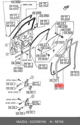 Уплотнитель двери G225-58-760 MAZDA