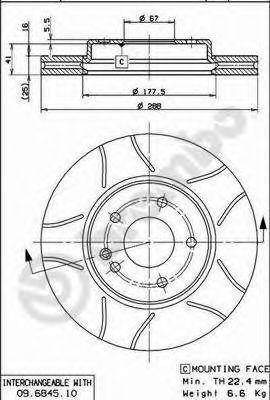 Тормозной диск 09.6845.75 BREMBO
