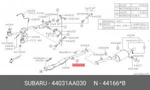 Кронштейн, система выпуска ОГ 44031AA030 SUBARU