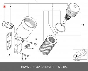 Прокладка, корпус маслянного фильтра 11 42 1 709 513 BMW
