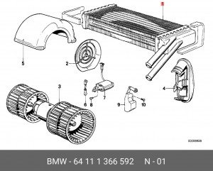 Теплообменник, отопление салона 64 11 1 366 592 BMW