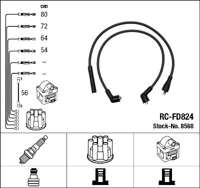 Ккомплект проводов зажигания RCFD824 NGK NTK