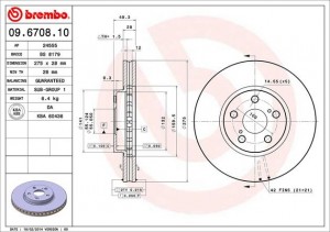 Тормозной диск 09.6708.10 BREMBO