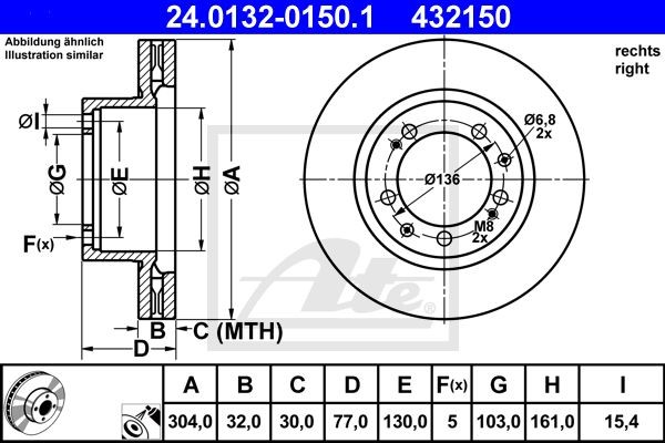 Тормозной диск 24.0132-0150.1 ATE