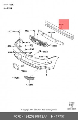 Бампер передний 4S4Z-5810812-AA FORD
