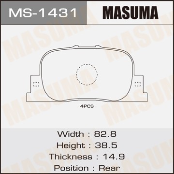 Колодки тормозные дисковые MS1431 MASUMA