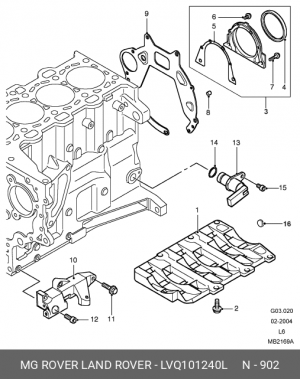 Комплект прокладок, блок-картер двигателя LVQ101240L LAND ROVER