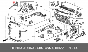 Панель жесткости боковая моторного отсека 60614SNAU00ZZ HONDA