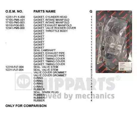 Комплект прокладок, головка цилиндра J1244061 H B JAKOPARTS NIPPARTS