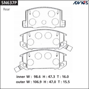 Колодки тормозные дисковые SN637P ADVICS