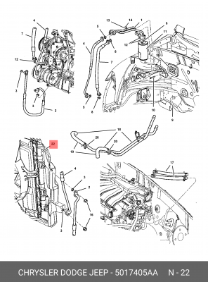 Конденсатор, кондиционер 5017405AA CHRYSLER