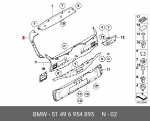 Облицовка багажной двери 51 49 6 954 895 BMW