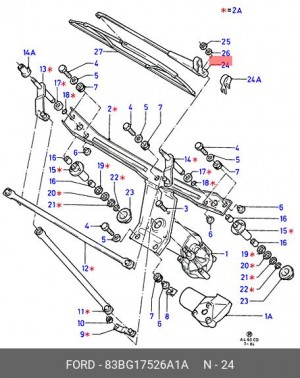 Рычаг стеклоочистителя, система очистки окон 83BG-17526-A1A FORD