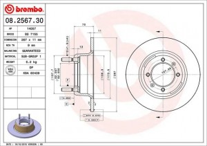 Тормозной диск 08.2567.30 BREMBO