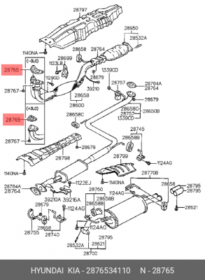 Прокладка, выпускной трубопровод 2876534110 HYUNDAI KIA
