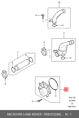 Водяной насос PEB102240L MG ROVER LAND ROVER