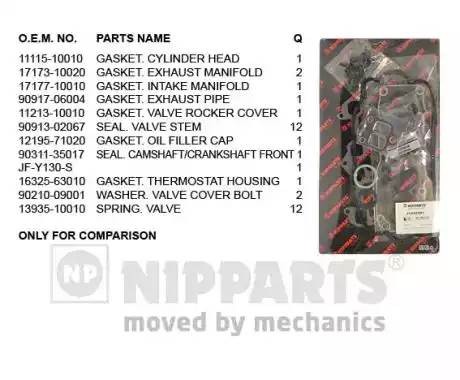 Комплект прокладок, головка цилиндра J1242091 H B JAKOPARTS NIPPARTS