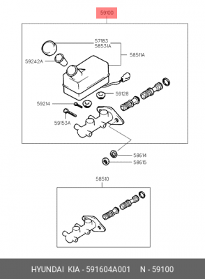 Главный тормозной цилиндр 591604A001 HYUNDAI KIA