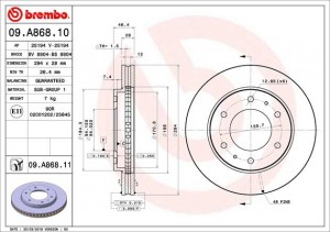 Диск тормозной 09.A868.10 BREMBO