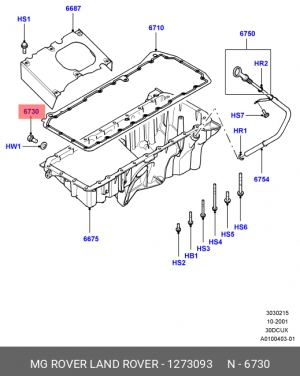Резьбовая пробка, маслянный поддон 1273093 LAND ROVER