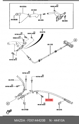 Трос, стояночная тормозная система FD01-44-420B MAZDA