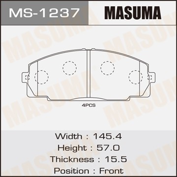 Колодки тормозные дисковые MS1237 MASUMA