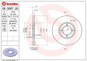 Тормозной диск 08.3067.20 BREMBO