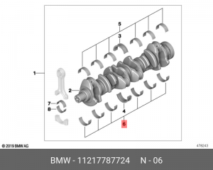 Вкладыши коренные коленвала 11 21 7 787 724 BMW