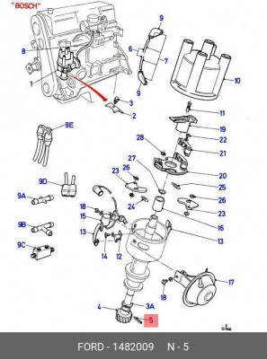 Зазубренный штифт 1 482 009 FORD