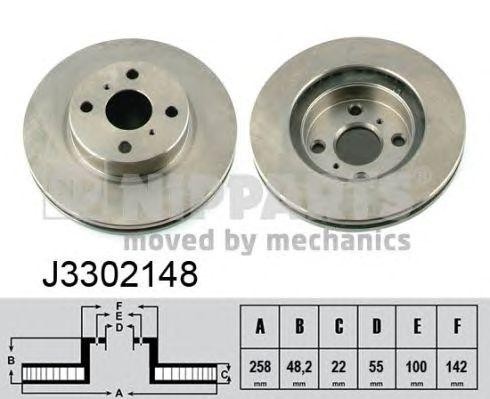 Диск тормозной J3302148 H B JAKOPARTS NIPPARTS