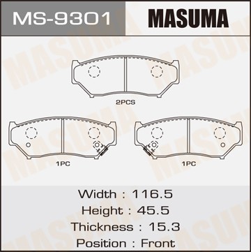 Колодки тормозные дисковые MS9301 MASUMA