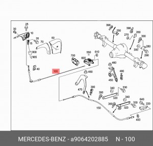 Трос ручного тормоза A9064202885 MERCEDES BENZ