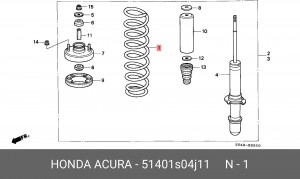 Пружина подвески 51401S04J11 HONDA
