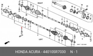 Шарнирный комплект, приводной вал 44010SR7030 HONDA