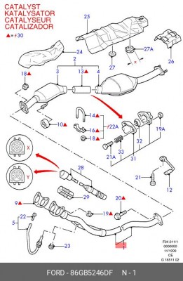 Труба приемная 86GB5246DF FORD