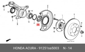 Уплотняющее кольцо, ступица колеса 91251SA5003 HONDA